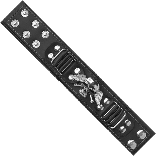 BR-SD1012W Winged Vinyl bracelet with winged skull design.-Bracelets-Daniel Smart Mfg - Retail