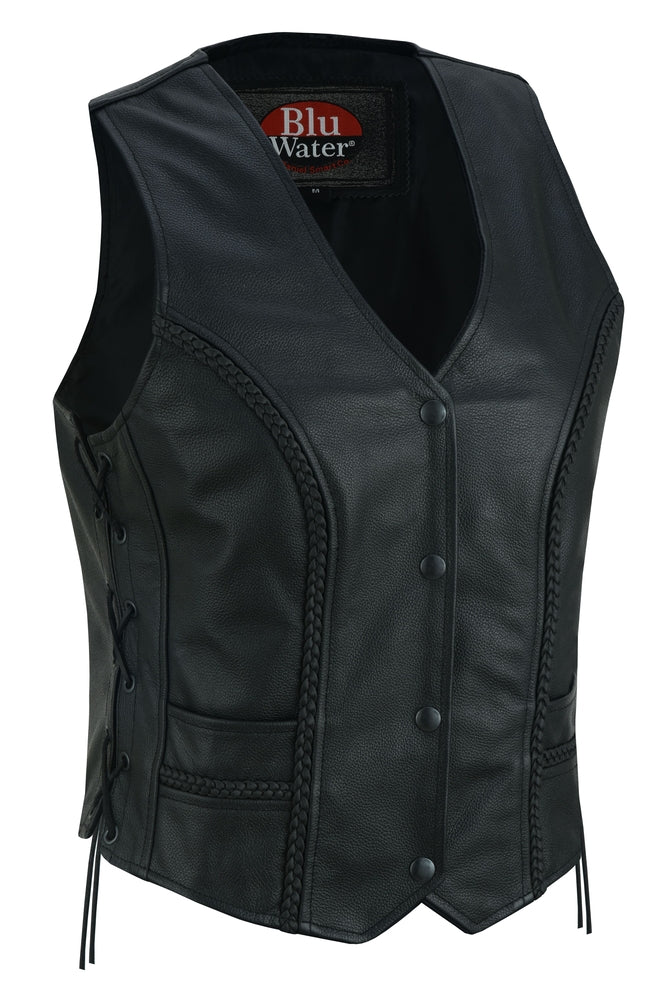 Braid - Women's Leather Vest-Womens Leather Vests-Daniel Smart Mfg - Retail