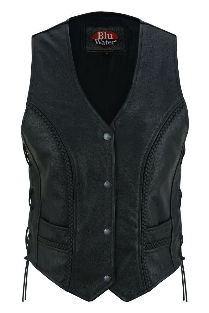 Braid - Women's Leather Vest-Womens Leather Vests-Daniel Smart Mfg - Retail