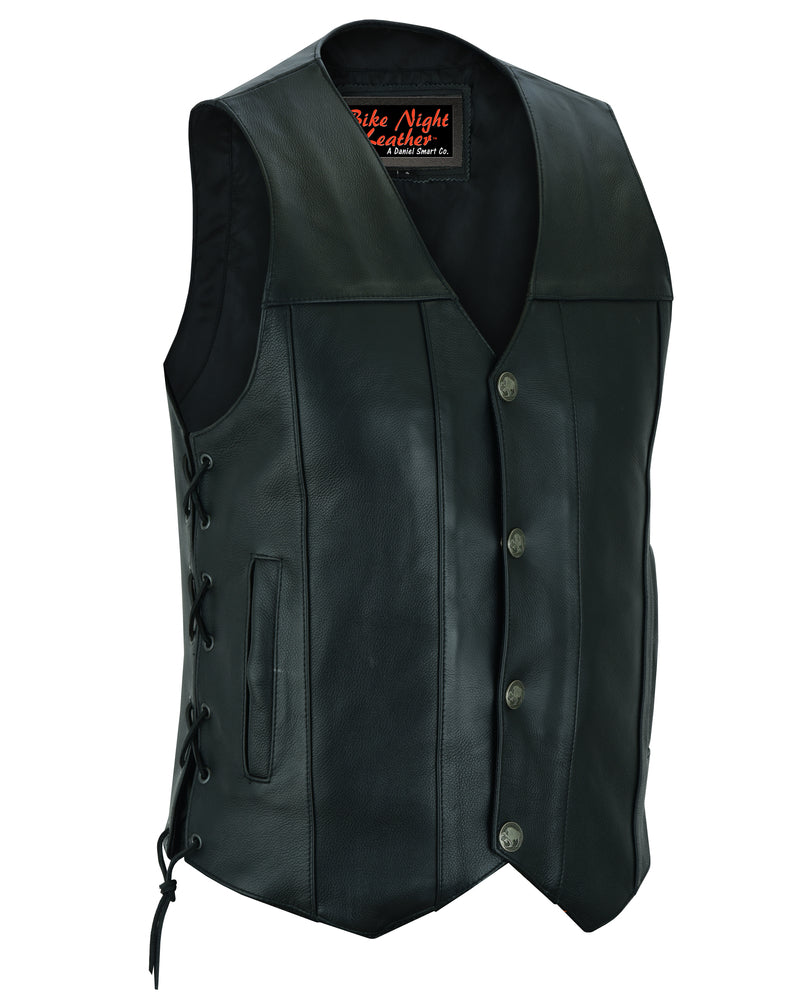 Bullock - Men's Motorcycle Leather Vest-Mens Leather Vests-Daniel Smart Mfg - Retail
