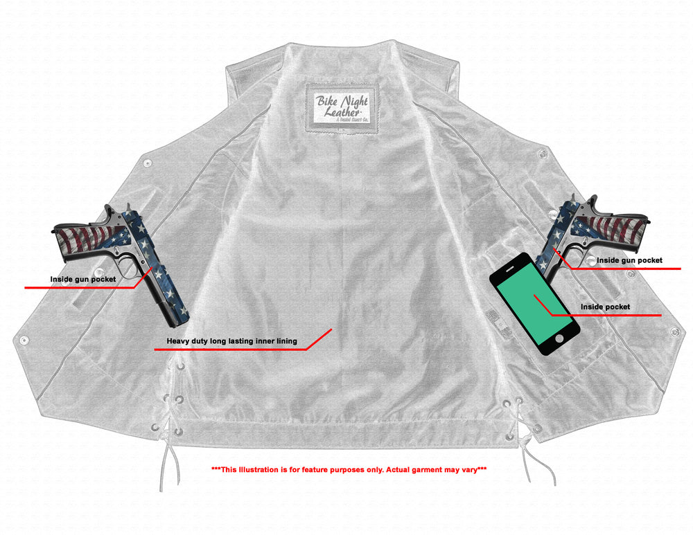 Bullock - Men's Motorcycle Leather Vest-Mens Leather Vests-Daniel Smart Mfg - Retail