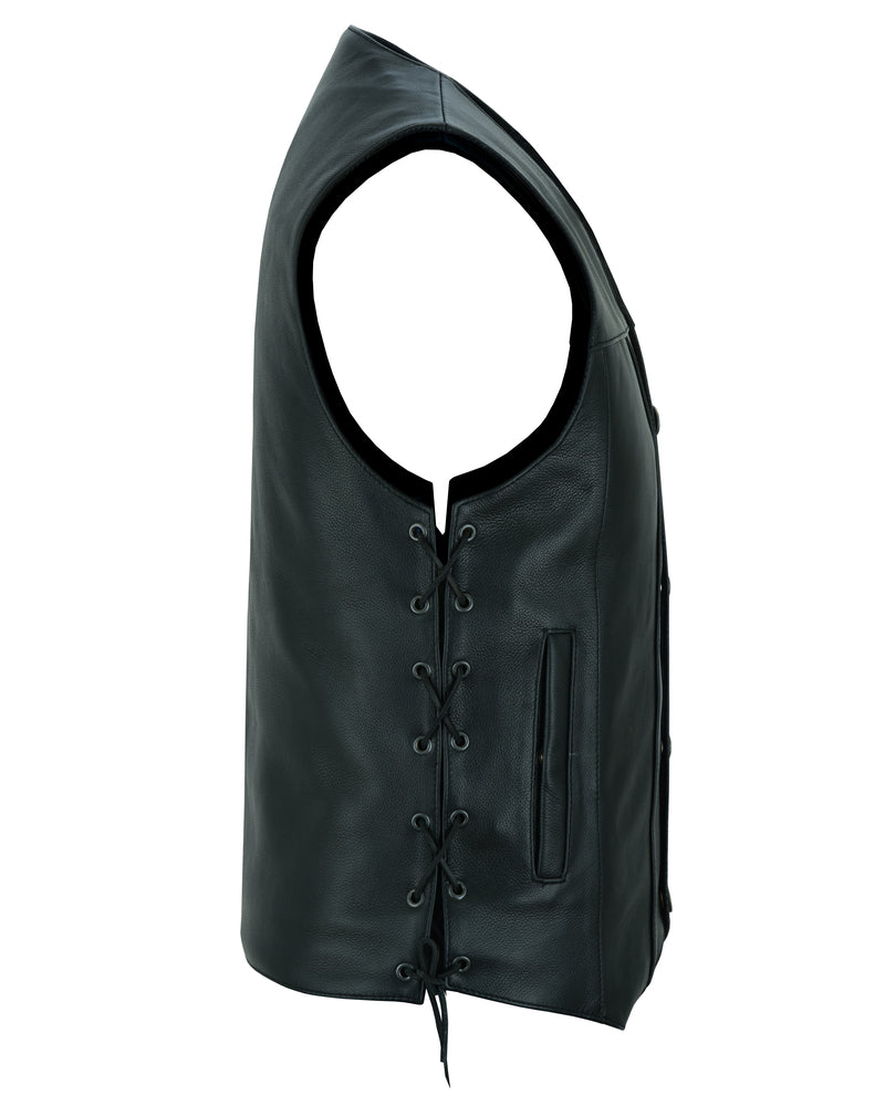 Bullock - Men's Motorcycle Leather Vest-Mens Leather Vests-Daniel Smart Mfg - Retail