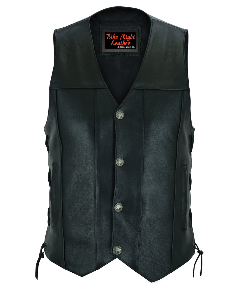 Bullock - Men's Motorcycle Leather Vest-Mens Leather Vests-Daniel Smart Mfg - Retail