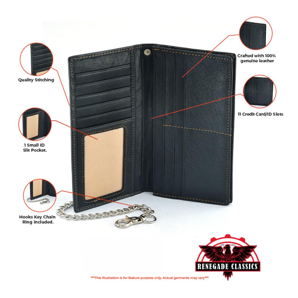 BWC236 Black Texas Star Concho Leather Wallet-wallets-Daniel Smart Mfg - Retail