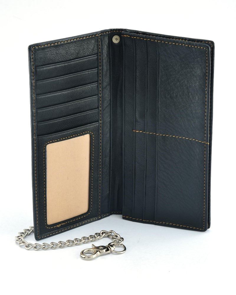 BWC236 Black Texas Star Concho Leather Wallet-wallets-Daniel Smart Mfg - Retail