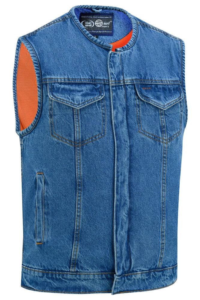 Cage - Motorcycle Denim Vest-Mens Denim Vests-Daniel Smart Mfg - Retail