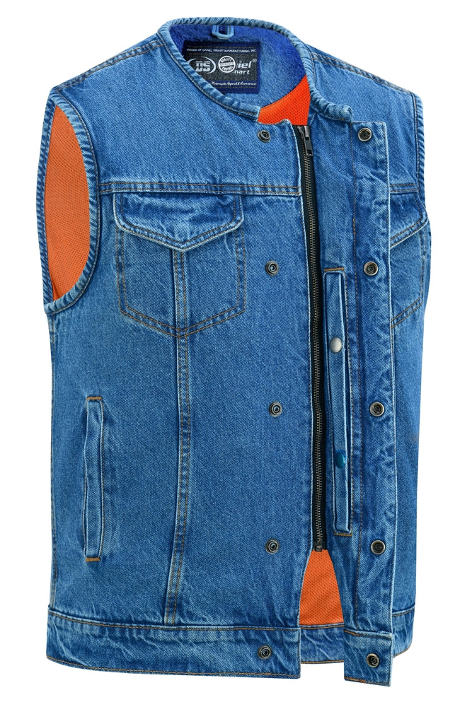 Cage - Motorcycle Denim Vest-Mens Denim Vests-Daniel Smart Mfg - Retail