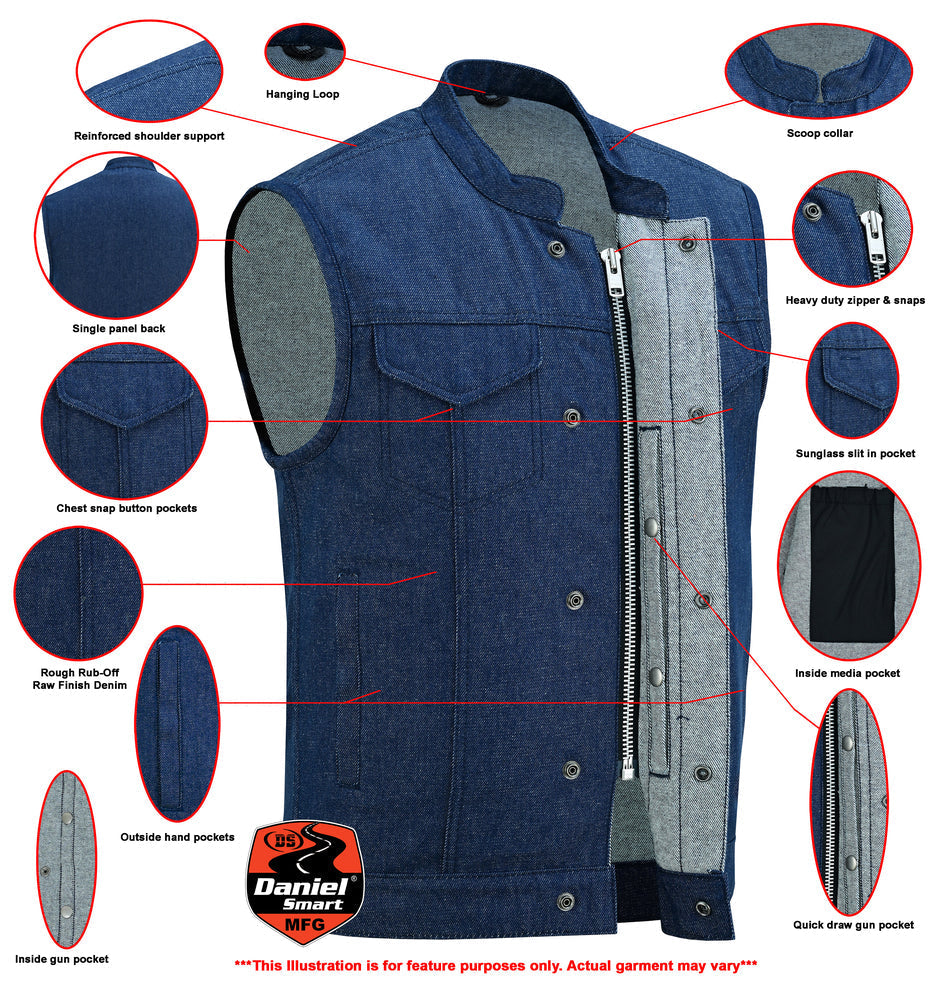 Chopper - Motorcycle Denim Vest-Mens Denim Vests-Daniel Smart Mfg - Retail