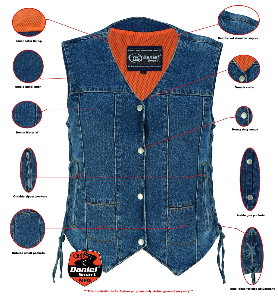 Croft - Women's Denim Vest-Womens Denim Vests-Daniel Smart Mfg - Retail