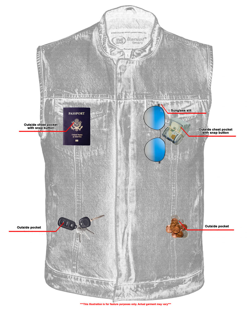 Cruze - Motorcycle Denim Vest-Mens Denim Vests-Daniel Smart Mfg - Retail