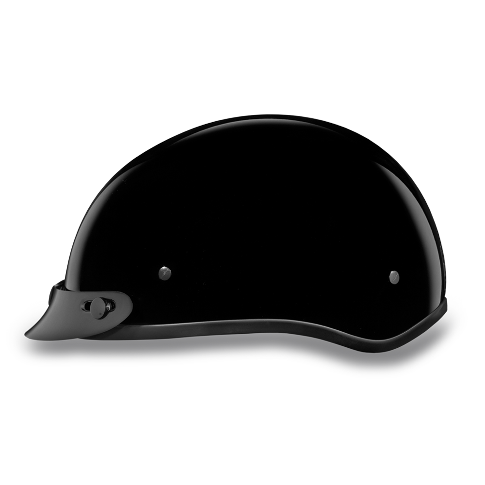 D1-A D.O.T. DAYTONA SKULL CAP- HI-GLOSS BLACK-1/2 Shell Helmets-Daniel Smart Mfg - Retail