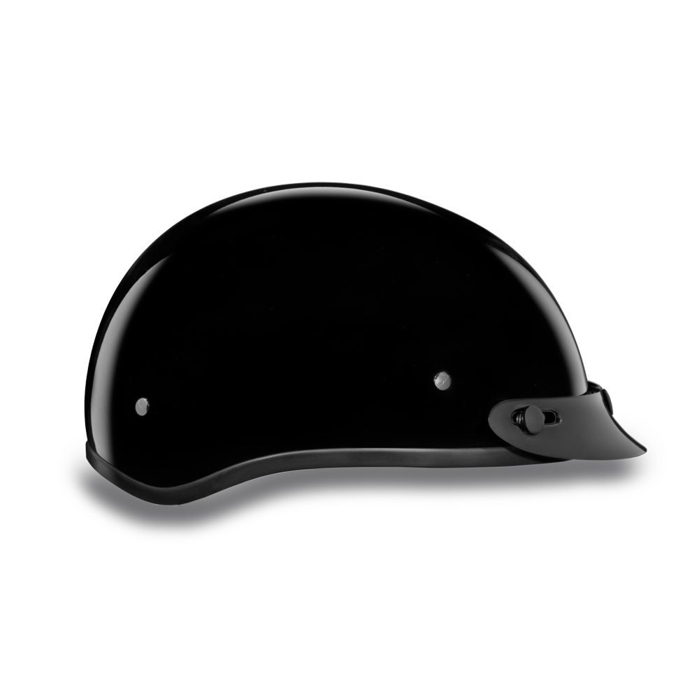 D1-A D.O.T. DAYTONA SKULL CAP- HI-GLOSS BLACK-1/2 Shell Helmets-Daniel Smart Mfg - Retail