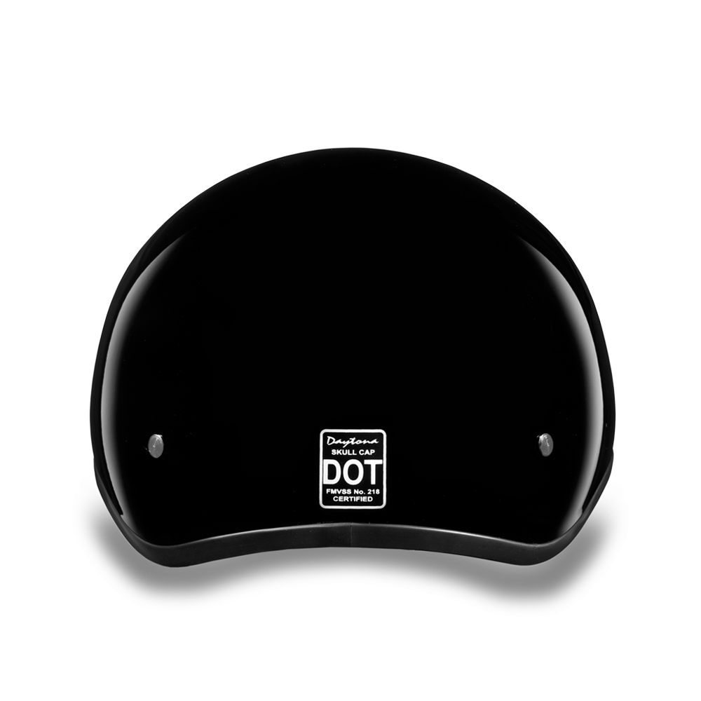 D1-ANS D.O.T. DAYTONA SKULL CAP W/O VISOR - HI-GLOSS BLACK-1/2 Shell Helmets-Daniel Smart Mfg - Retail