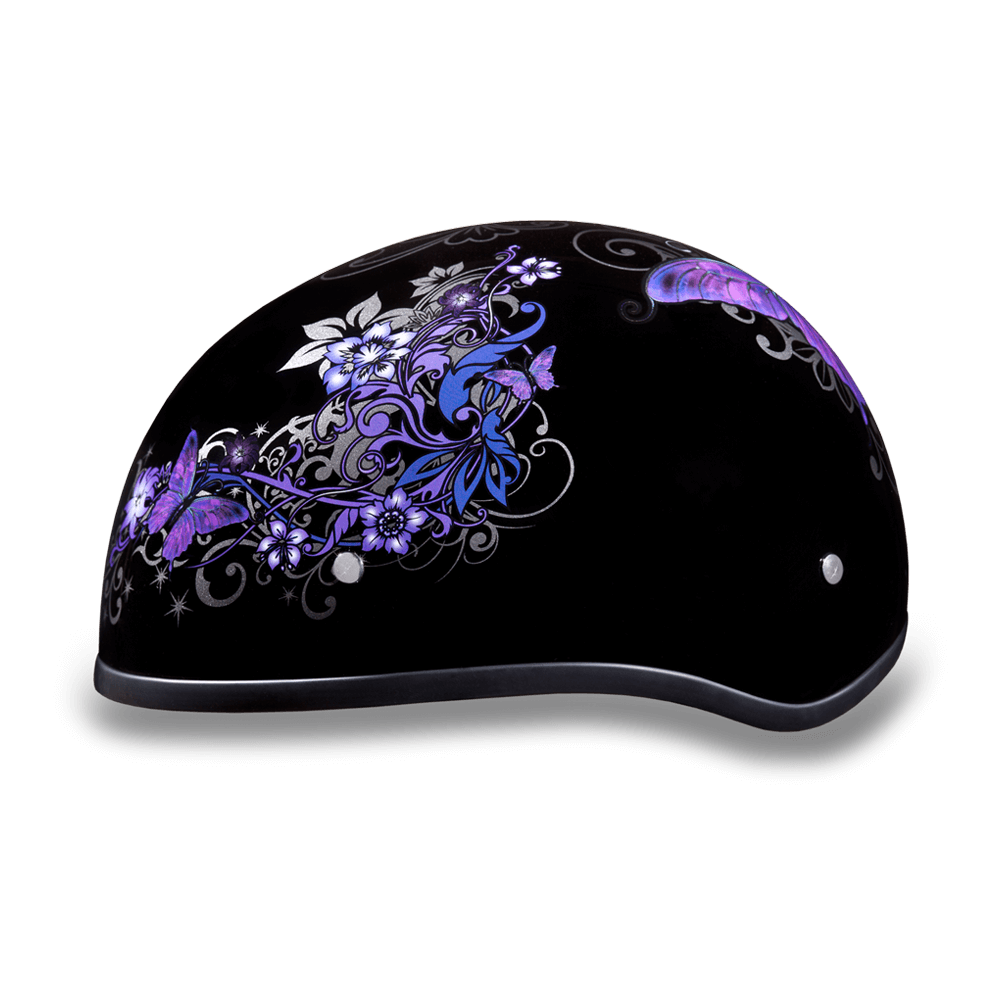 D6-B D.O.T. DAYTONA SKULL CAP - W/ BUTTERFLY-1/2 Shell Helmets-Daniel Smart Mfg - Retail