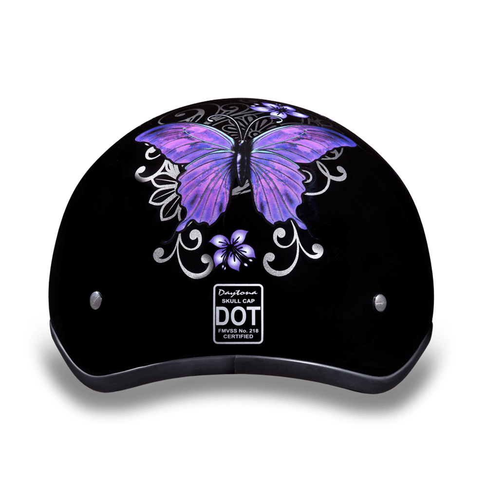 D6-B D.O.T. DAYTONA SKULL CAP - W/ BUTTERFLY-1/2 Shell Helmets-Daniel Smart Mfg - Retail