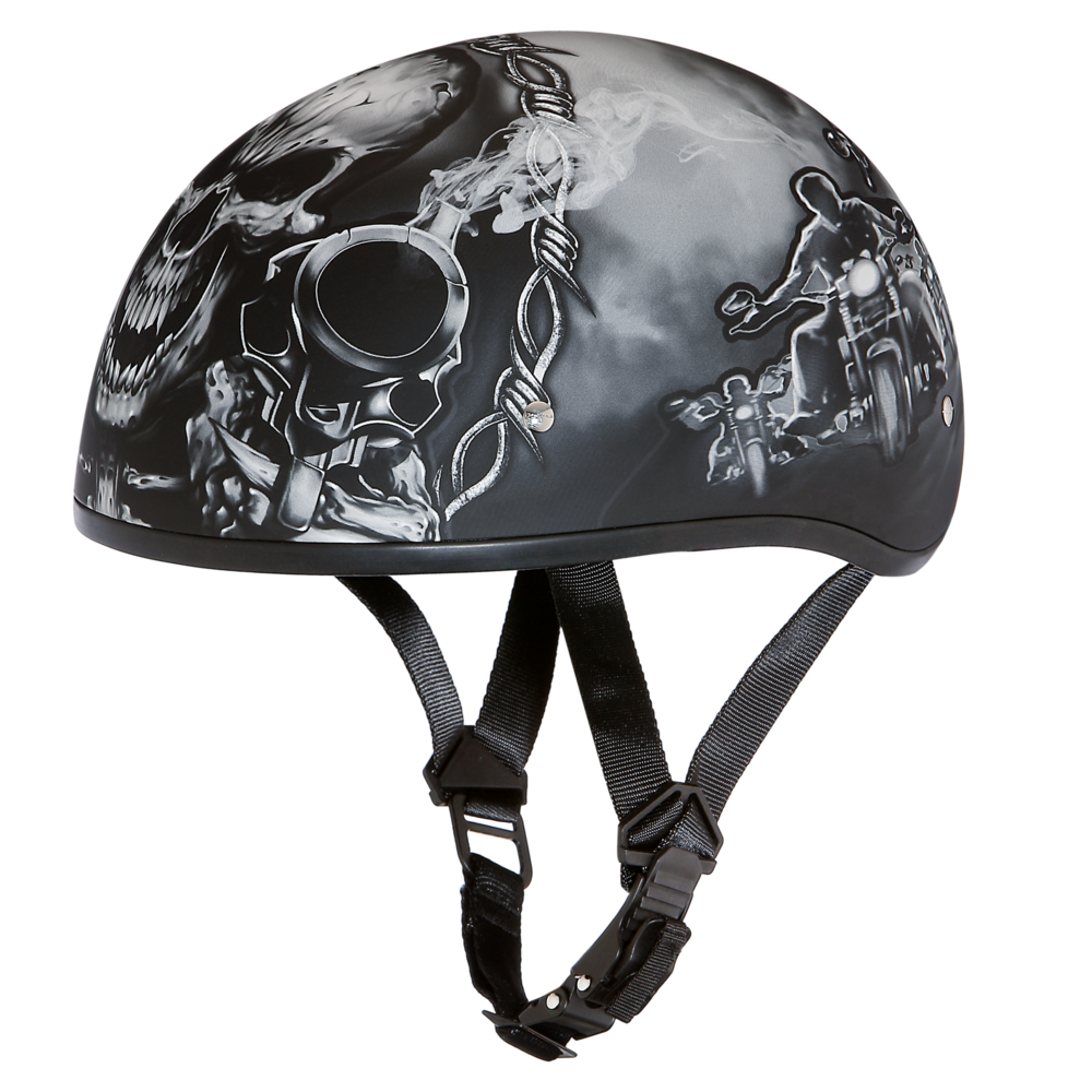 D6-G D.O.T. DAYTONA SKULL CAP - W/ GUNS-1/2 Shell Helmets-Daniel Smart Mfg - Retail