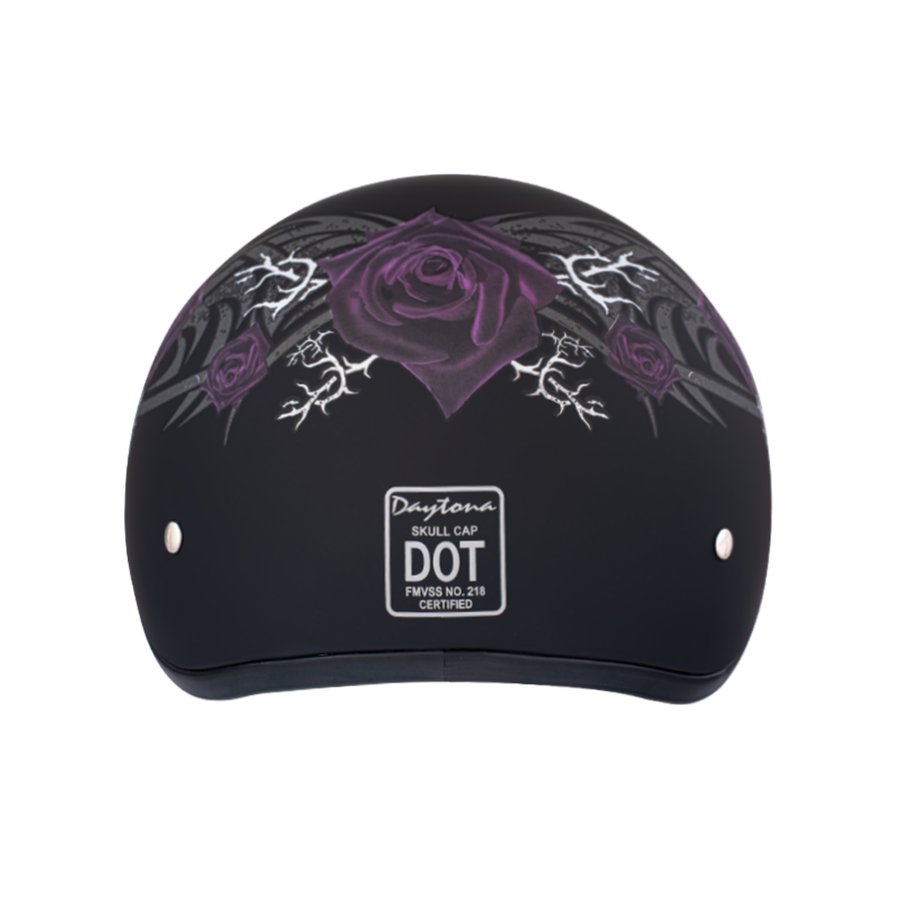 D.O.T. Daytona Skull Cap- W/ Purple Rose Helmet M