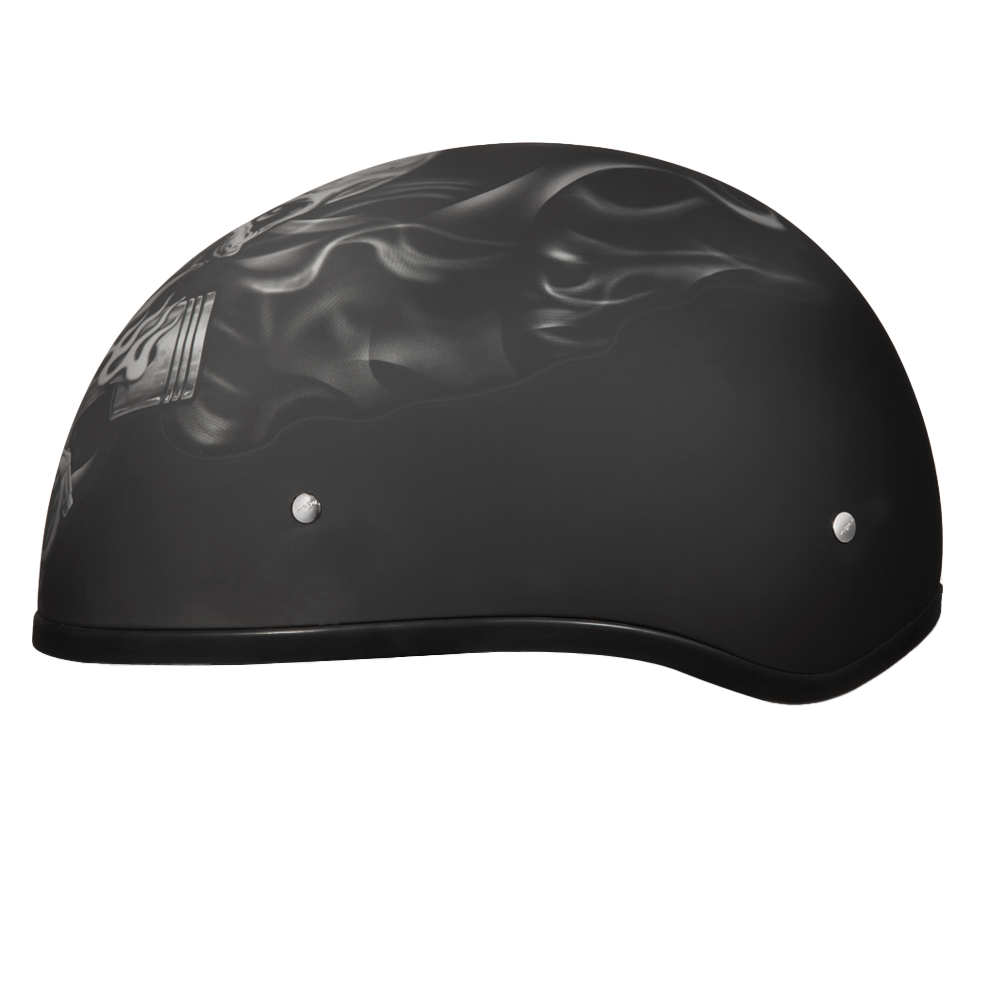 DOT Approved Daytona Motorcycle Half Face Helmet - Skull Cap Graphics for Men & Women, Scooters, ATVs, UTVs & Choppers - W/ Pistons Skull