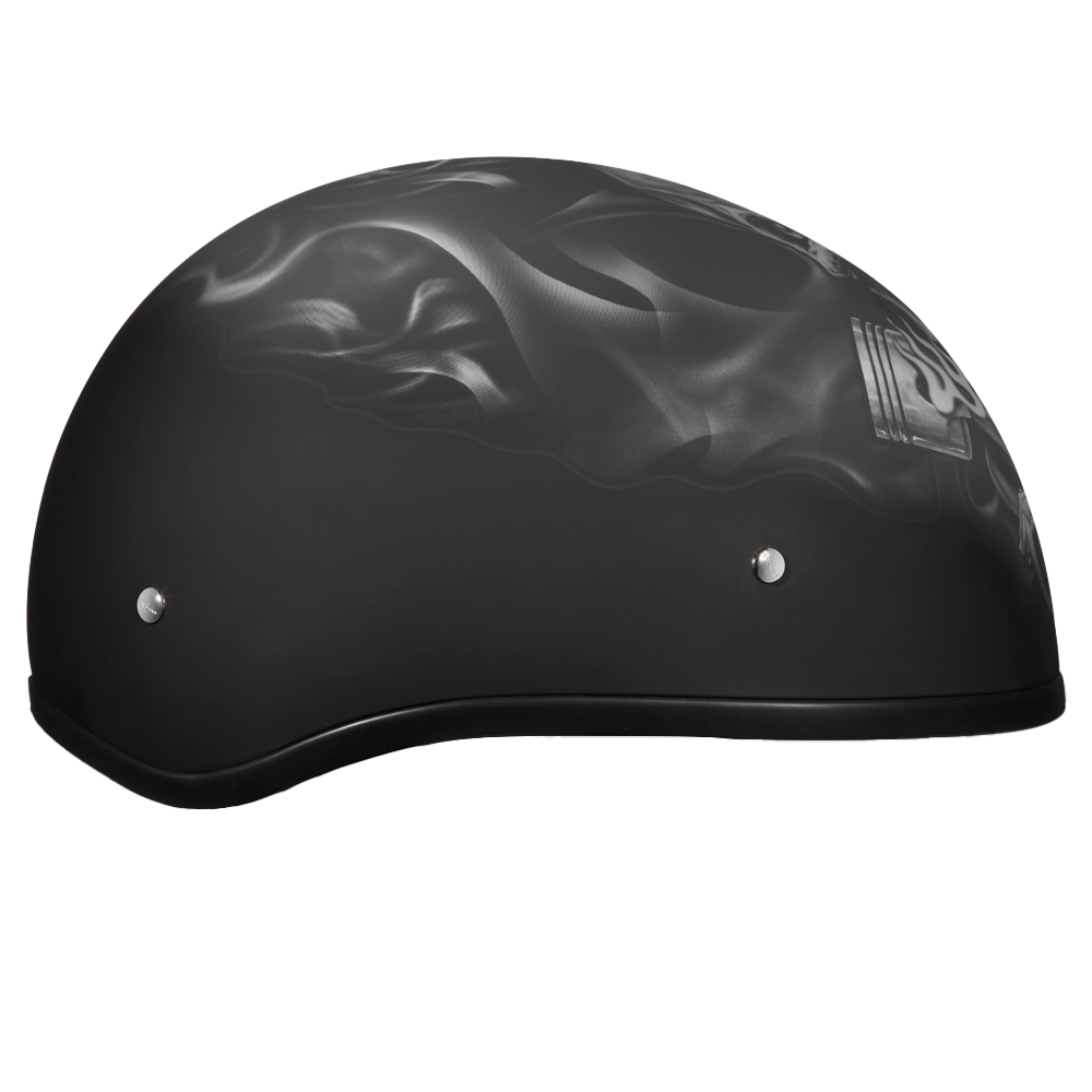 DOT Approved Daytona Motorcycle Half Face Helmet - Skull Cap Graphics for Men & Women, Scooters, ATVs, UTVs & Choppers - W/ Pistons Skull