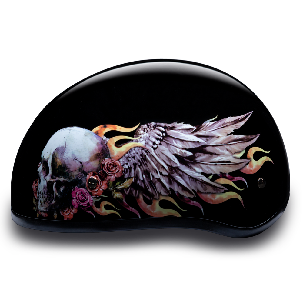 D6-SKW D.O.T. DAYTONA SKULL CAP - W/ SKULL WINGS-1/2 Shell Helmets-Daniel Smart Mfg - Retail