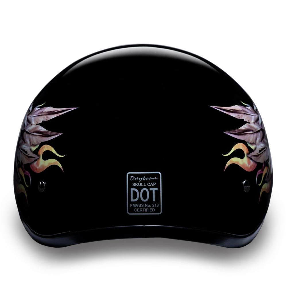 D6-SKW D.O.T. DAYTONA SKULL CAP - W/ SKULL WINGS-1/2 Shell Helmets-Daniel Smart Mfg - Retail