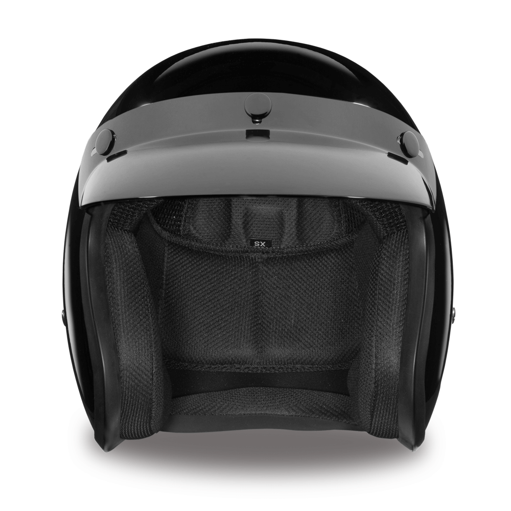 DC1-A D.O.T. DAYTONA CRUISER - HI-GLOSS BLACK-3/4 Shell Helmets-Daniel Smart Mfg - Retail