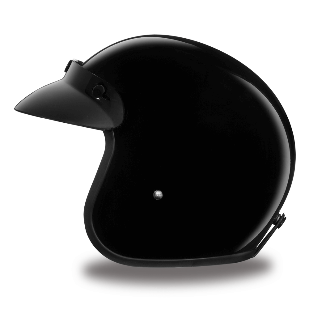 DC1-A D.O.T. DAYTONA CRUISER - HI-GLOSS BLACK-3/4 Shell Helmets-Daniel Smart Mfg - Retail