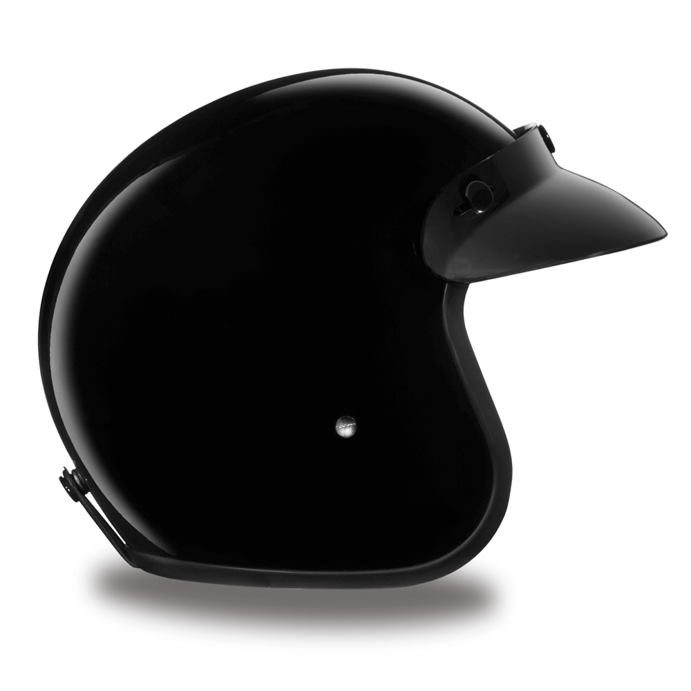 DC1-A D.O.T. DAYTONA CRUISER - HI-GLOSS BLACK-3/4 Shell Helmets-Daniel Smart Mfg - Retail