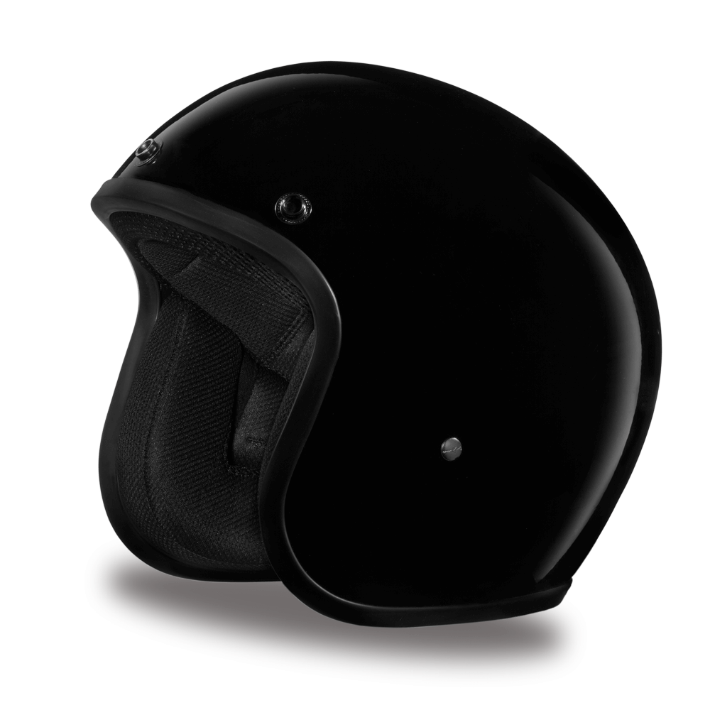 DC1-A D.O.T. DAYTONA CRUISER - HI-GLOSS BLACK-3/4 Shell Helmets-Daniel Smart Mfg - Retail