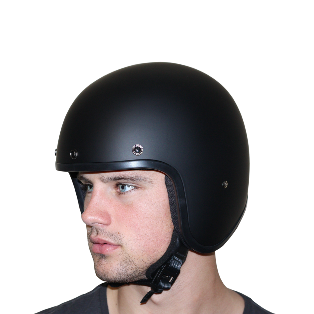 DC1-B D.O.T. DAYTONA CRUISER - DULL BLACK-3/4 Shell Helmets-Daniel Smart Mfg - Retail