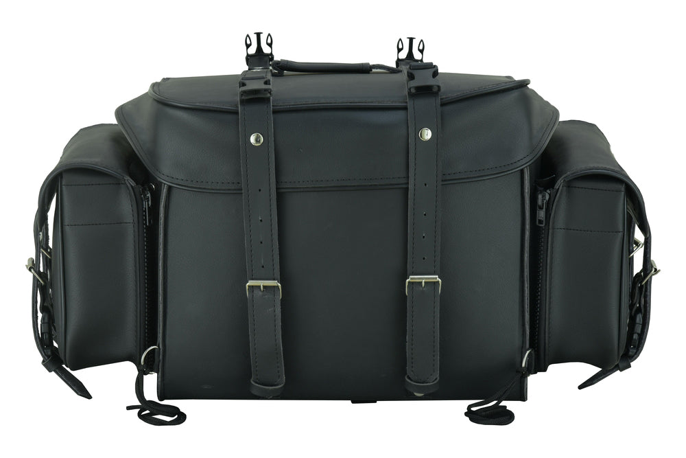 DS350 Leather Black PVC Large Four Piece Motorcycle Touring Tail Bag-Sissy Bar Bags-Daniel Smart Mfg - Retail