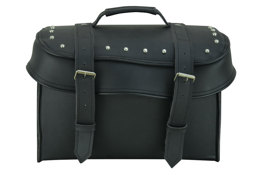 DS350S Leather Black PVC Large 4 Piece Motorcycle Touring Tail Bag wi-Sissy Bar Bags-Daniel Smart Mfg - Retail