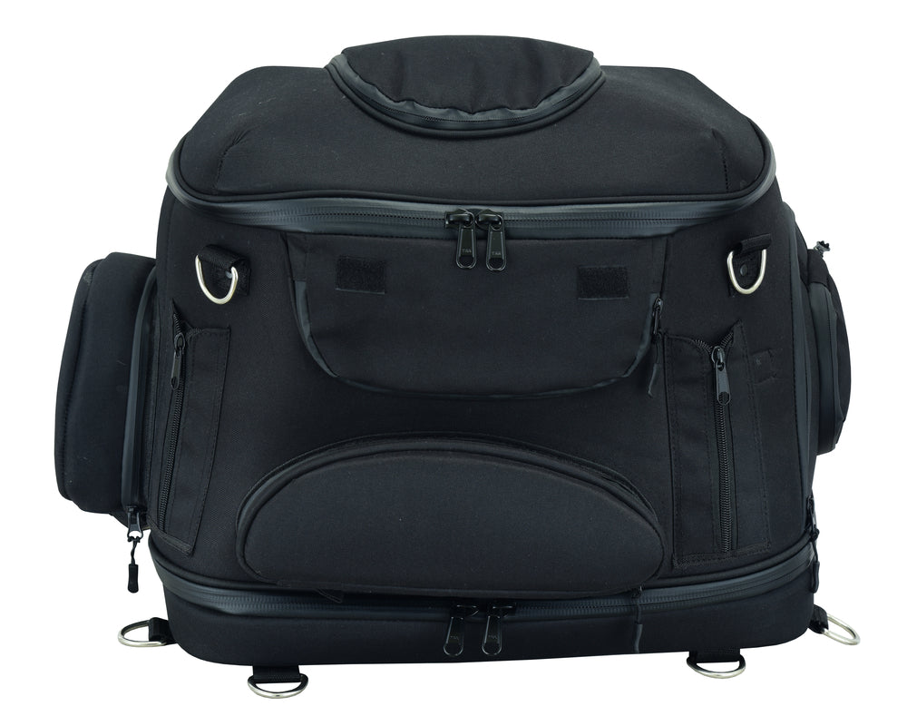 DS388 Daniel Smart Black Heavy Duty Textile Motorcycle Pet Carrier Si-Sissy Bar Bags-Daniel Smart Mfg - Retail