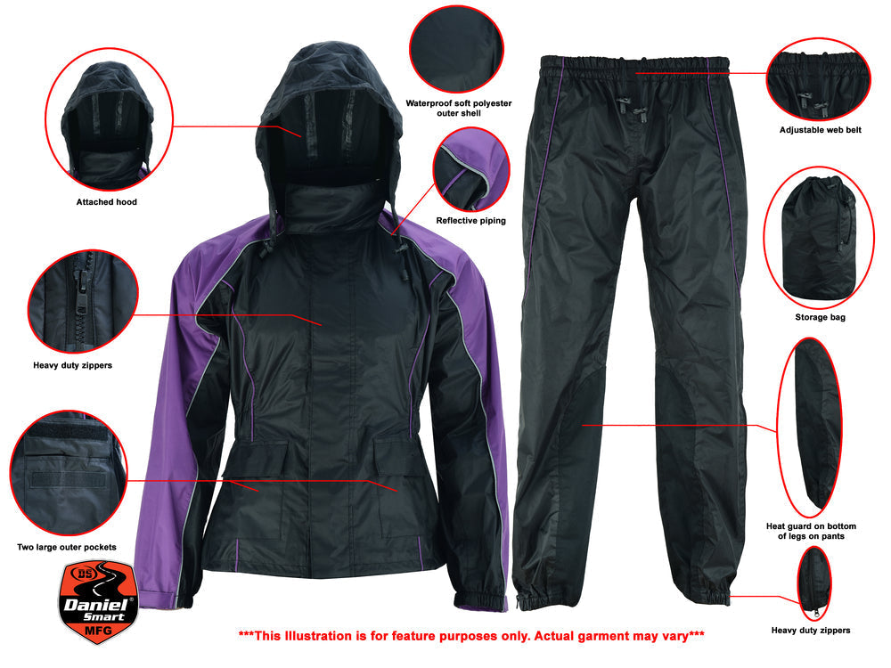 DS575PU Women's Rain Suit (Purple)-Rain Suits-Daniel Smart Mfg - Retail