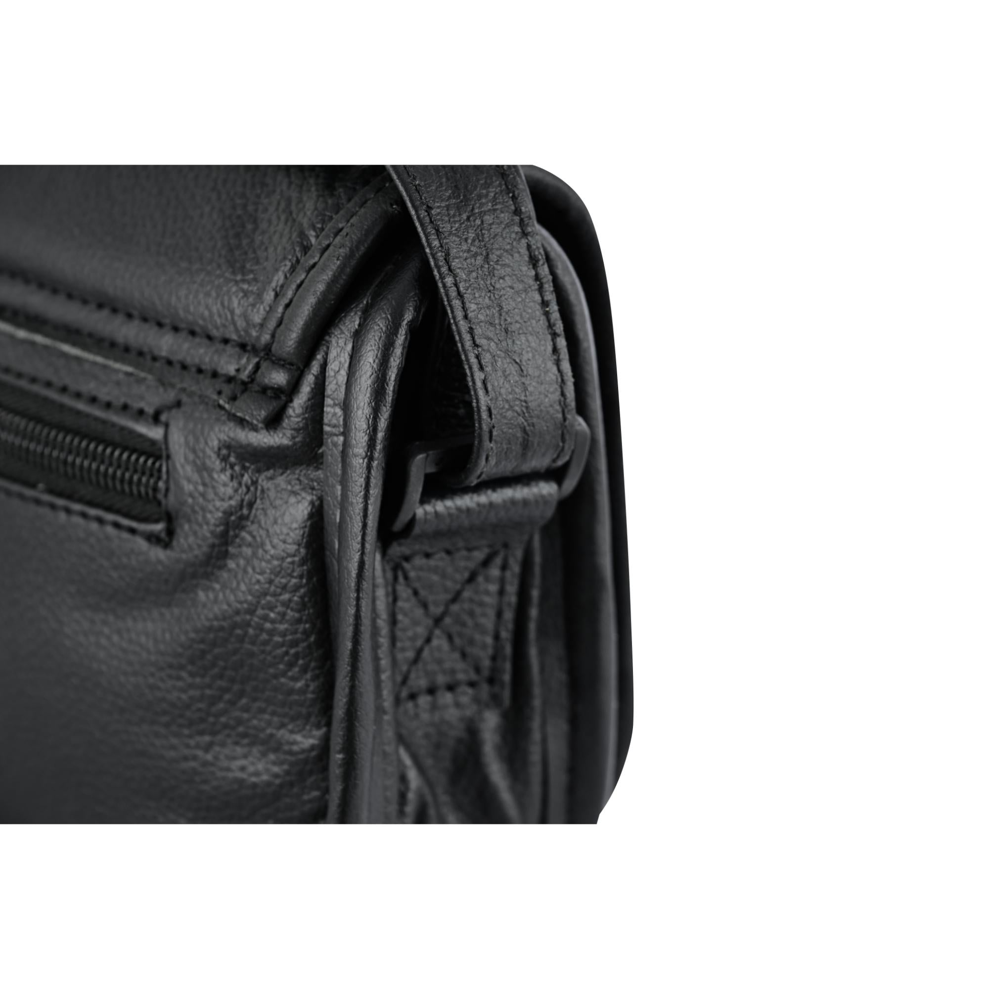 DS8500 Women's Black Construction Leather Purse/Shoulder Bag-Purses-Daniel Smart Mfg - Retail