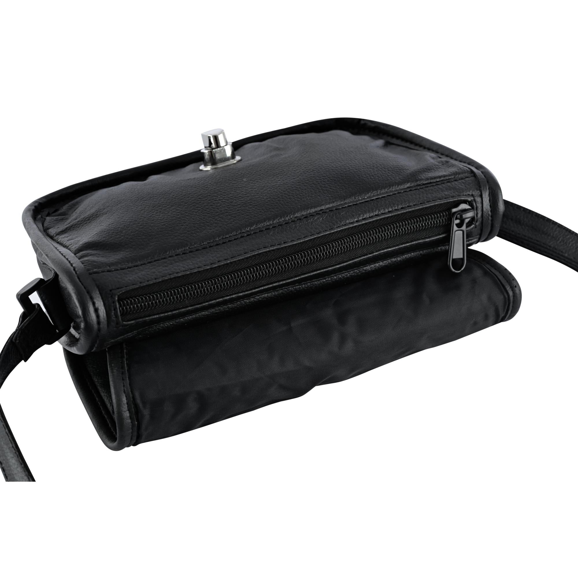 DS8500 Women's Black Construction Leather Purse/Shoulder Bag-Purses-Daniel Smart Mfg - Retail