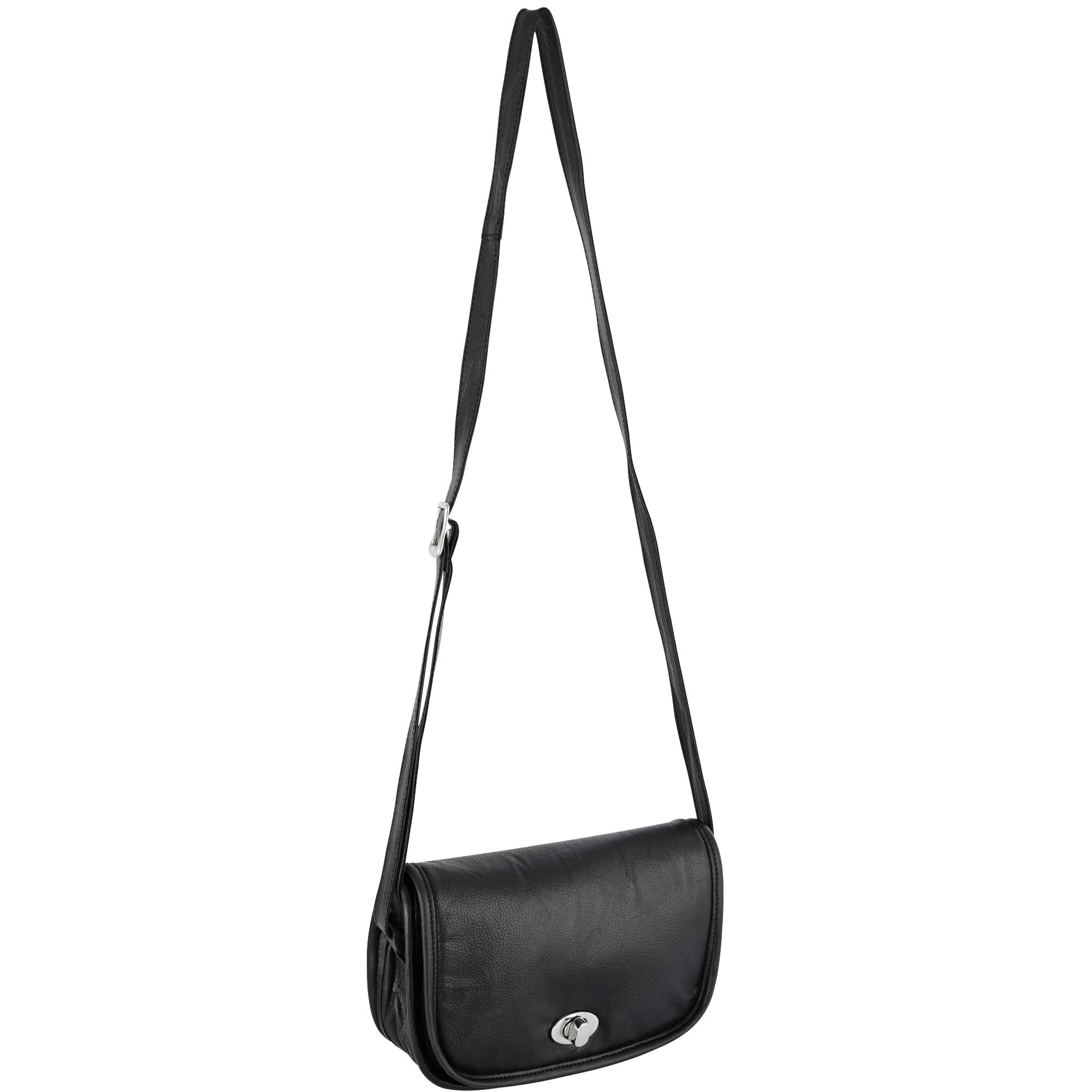 DS8500 Women's Black Construction Leather Purse/Shoulder Bag-Purses-Daniel Smart Mfg - Retail