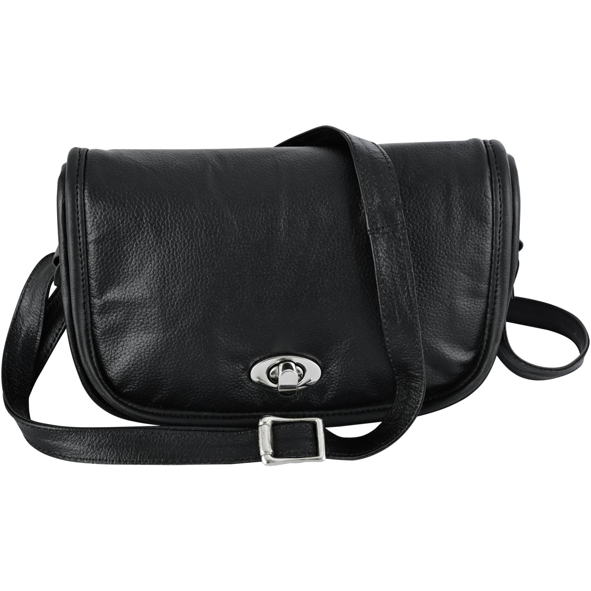 DS8500 Women's Black Construction Leather Purse/Shoulder Bag-Purses-Daniel Smart Mfg - Retail