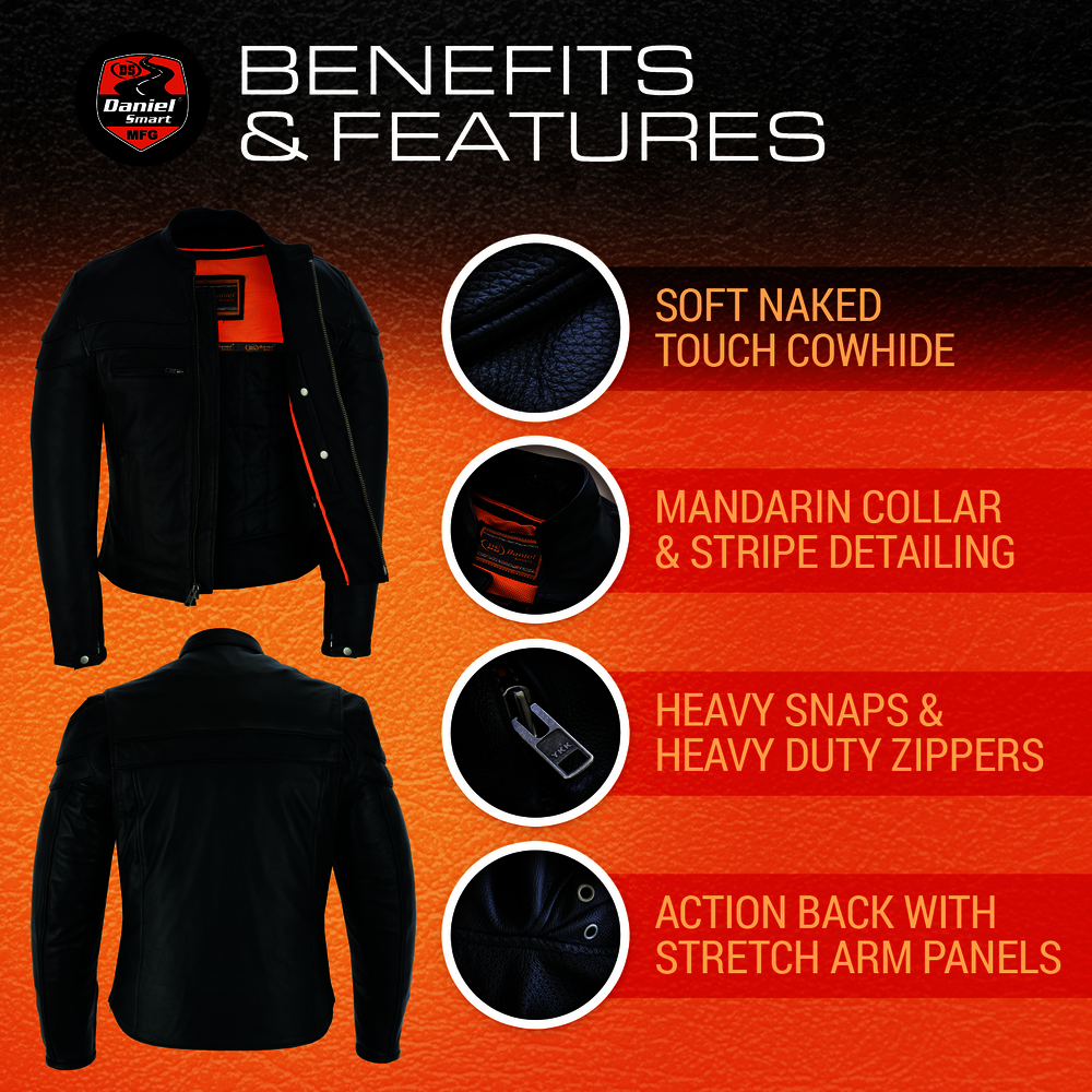 Enforcer V2 - Men's Leather Motorcycle Jacket-Mens Leather Motorcycle Jackets-Daniel Smart Mfg - Retail