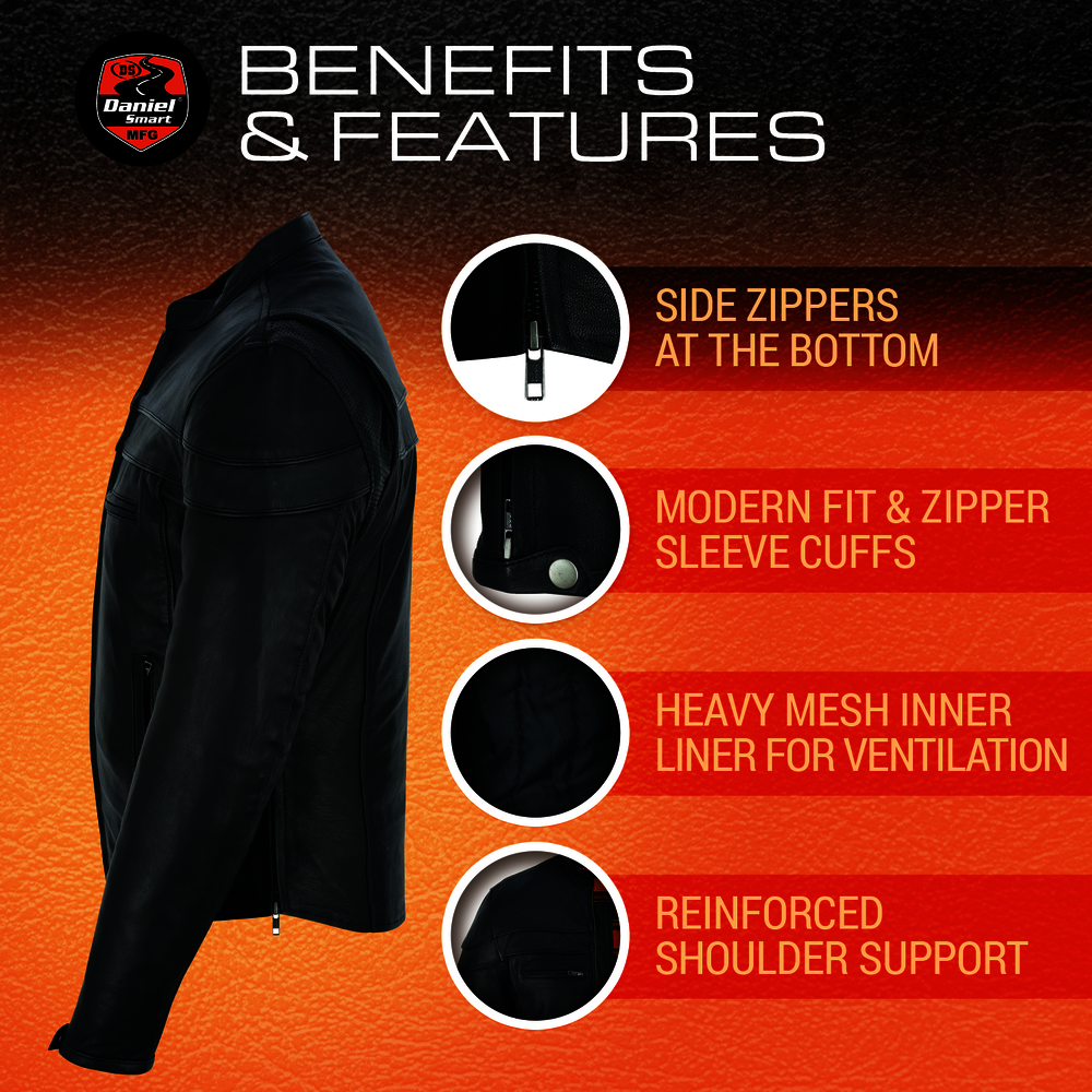 Enforcer V2 - Men's Leather Motorcycle Jacket-Mens Leather Motorcycle Jackets-Daniel Smart Mfg - Retail