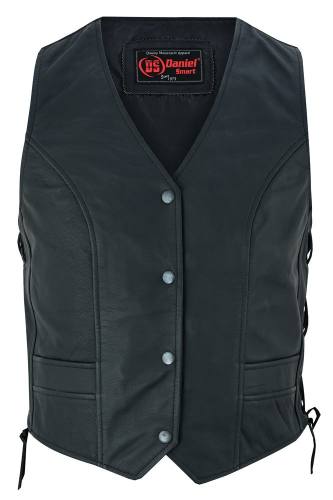 Essence - Women's Leather Vest-Womens Leather Vests-Daniel Smart Mfg - Retail