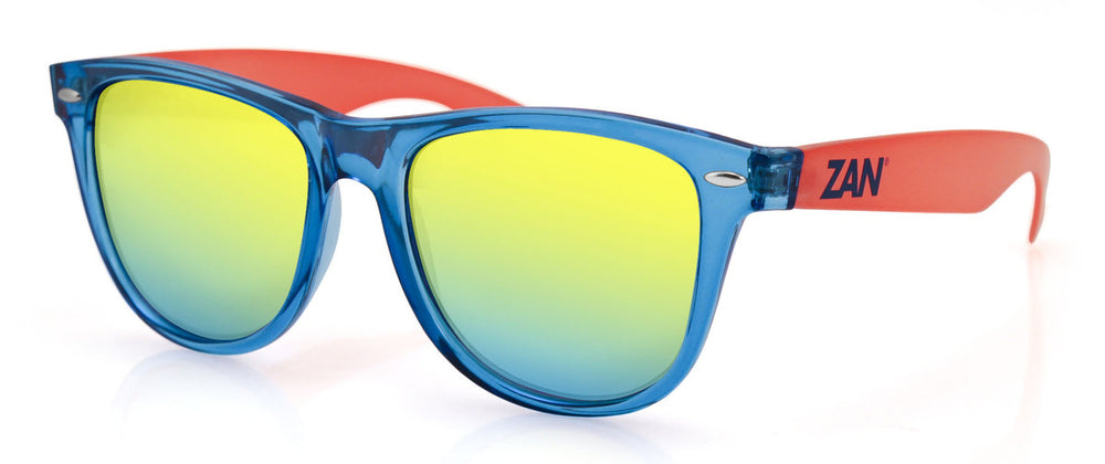 EZMT05 Minty Blue and Orange Frame, Smoked Yellow Mirrored Lens-Sunglasses-Daniel Smart Mfg - Retail