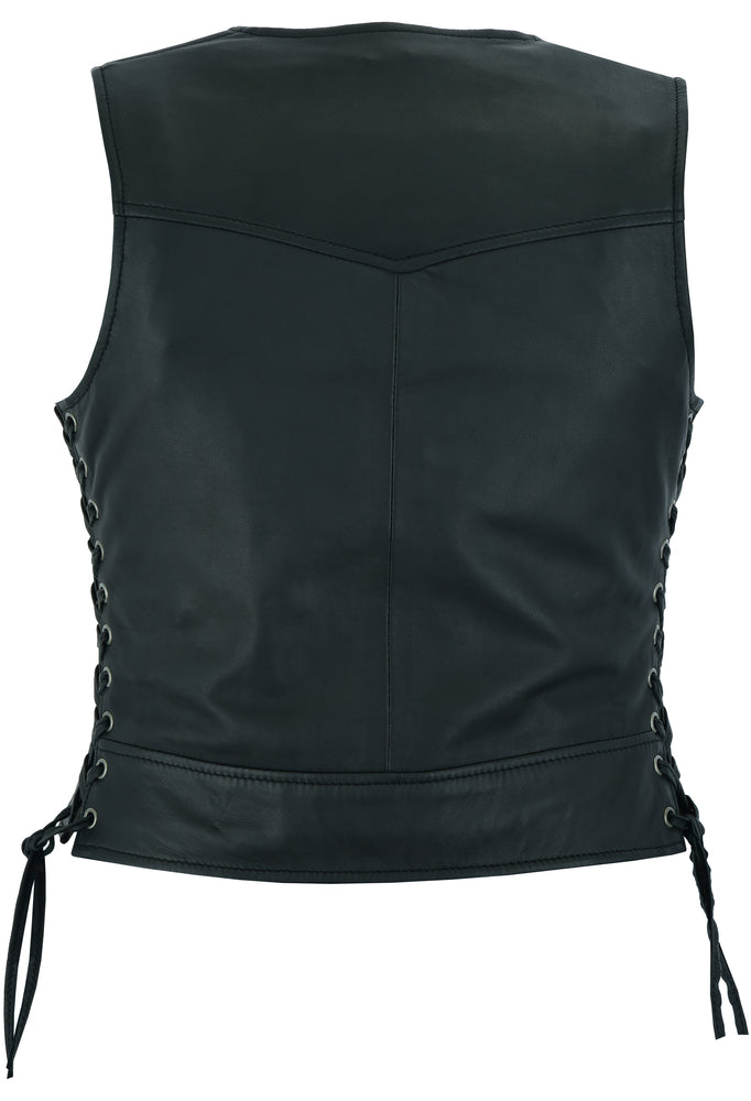 Feather - Women's Leather Vest-Womens Leather Vests-Daniel Smart Mfg - Retail
