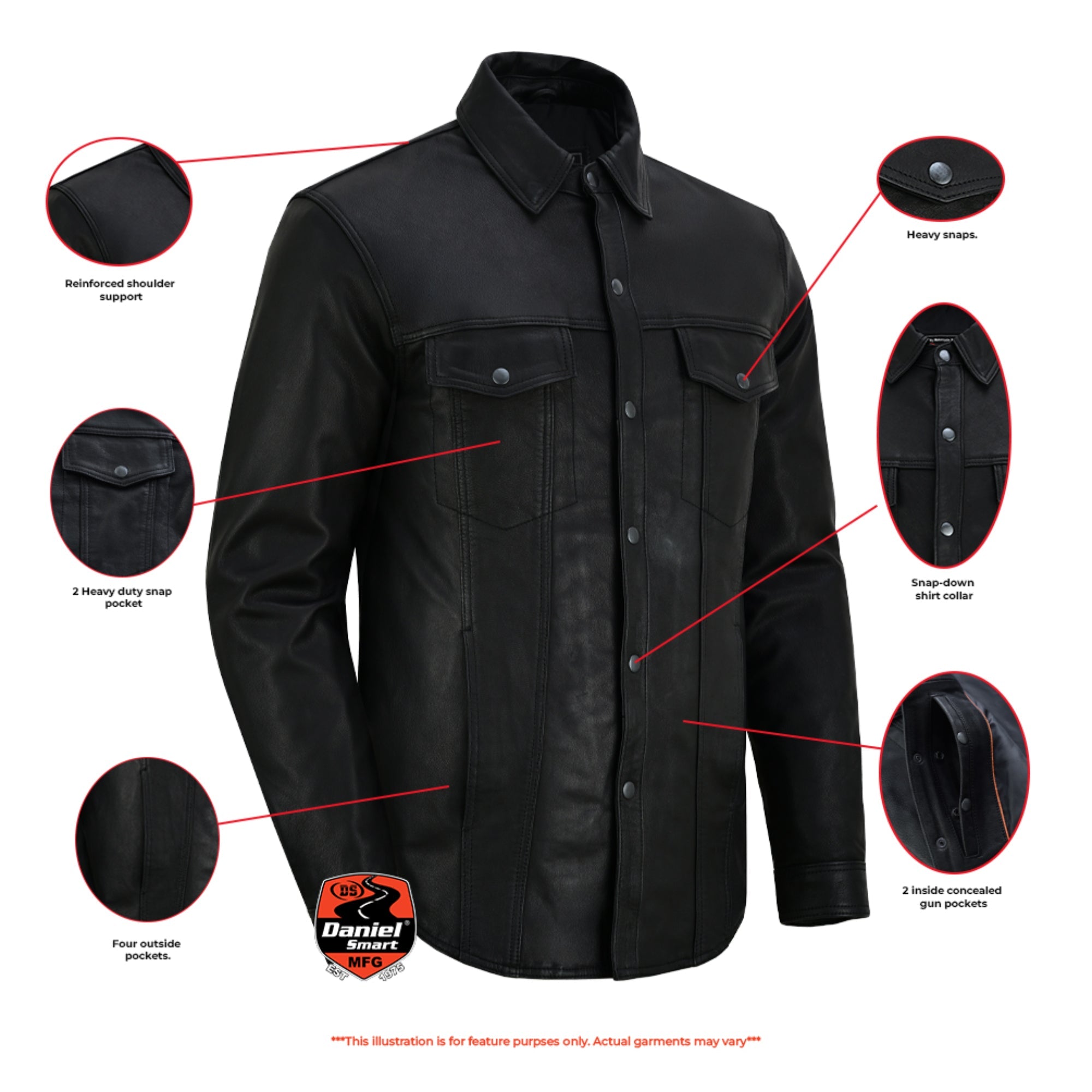 Fusion Drift - Men's Leather Shirt-Mens Shirts-Daniel Smart Mfg - Retail