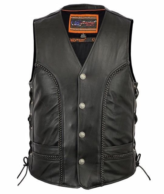 Gage - Men's Motorcycle Leather Vest-Mens Leather Vests-Daniel Smart Mfg - Retail