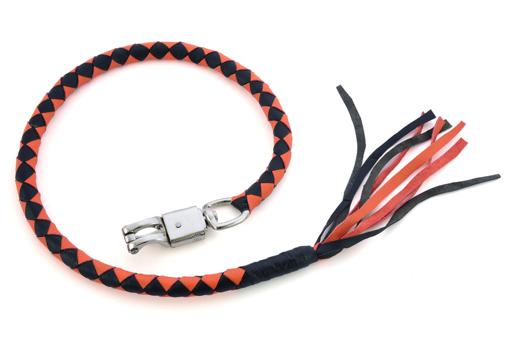 GBW202 Leather Biker Whip-Orange/Black-Get Back Whips-Daniel Smart Mfg - Retail