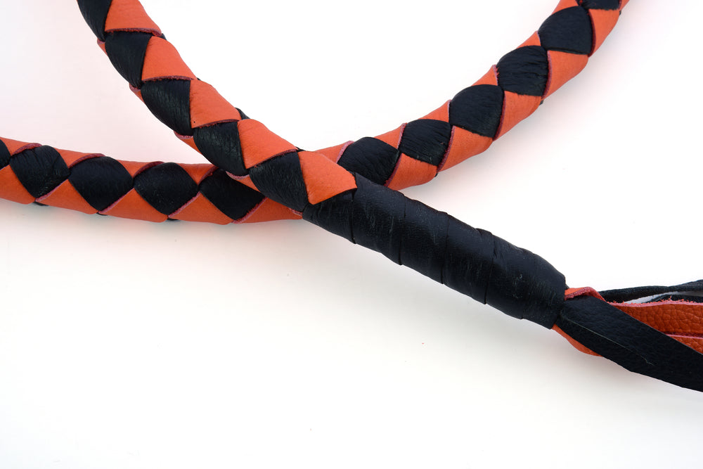 GBW202 Leather Biker Whip-Orange/Black-Get Back Whips-Daniel Smart Mfg - Retail