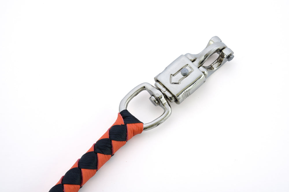 GBW202 Leather Biker Whip-Orange/Black-Get Back Whips-Daniel Smart Mfg - Retail