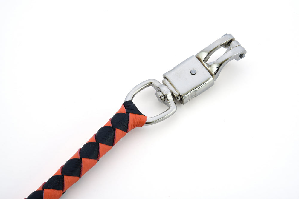 GBW202 Leather Biker Whip-Orange/Black-Get Back Whips-Daniel Smart Mfg - Retail