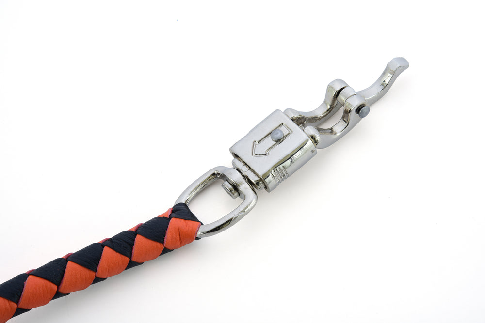 GBW202 Leather Biker Whip-Orange/Black-Get Back Whips-Daniel Smart Mfg - Retail
